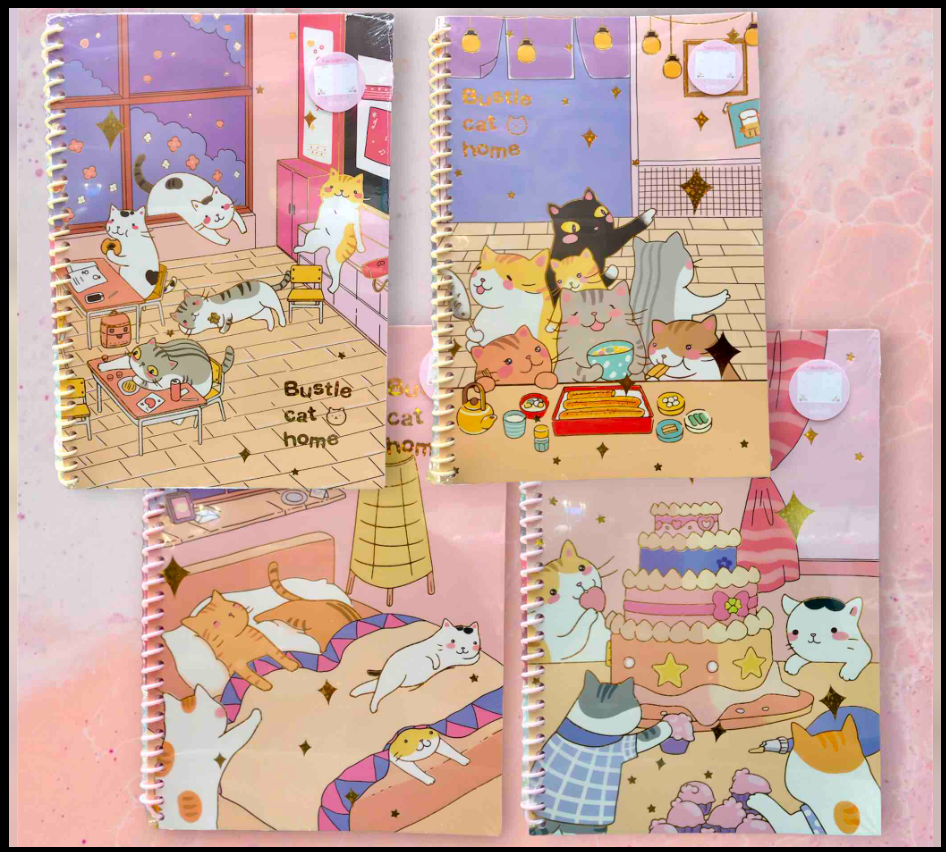 Cuaderno grande gold and cats