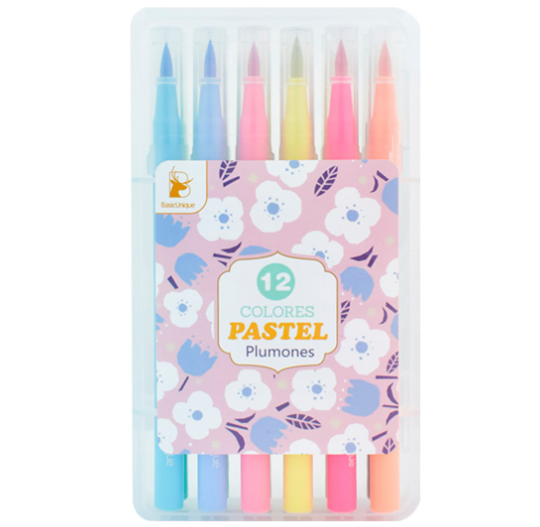 Brush pen marcadores pastel x 12
